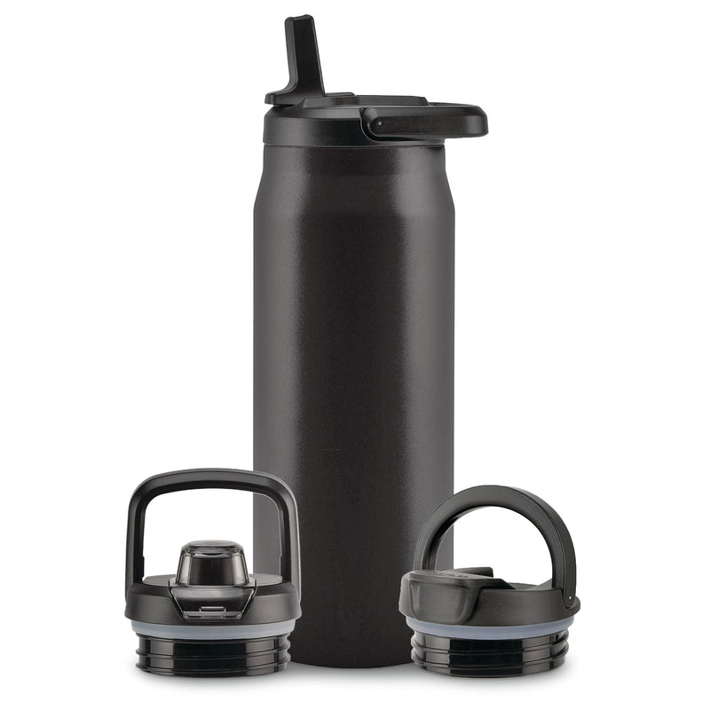 Core Vacuum Insulated Stainless Steel Bottle, 32-oz, Black, with Multi Lid W7493